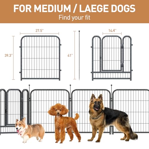 Metal Dog Playpen 40 Inch Height 16 Panels Indoor Outdoor Black-Silver W932257