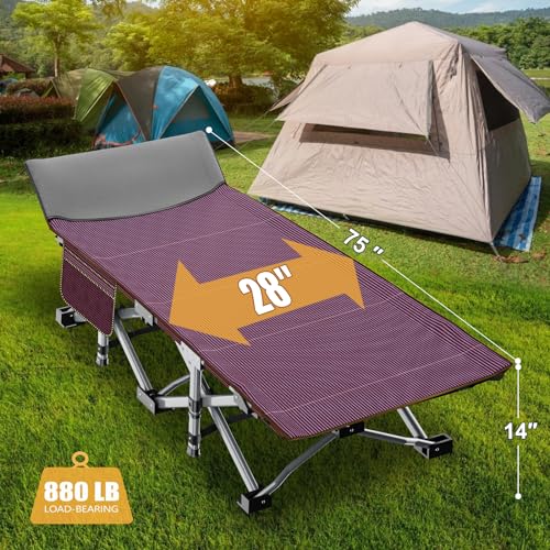 LILYPELLE Folding Camping Cot, Extra Wide Heavy Duty with Carry Bag Z15817