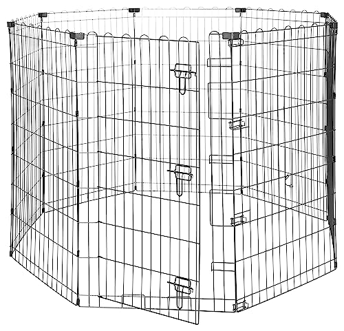 Amazon Basics Foldable Octagonal Metal Dog Playpen, Extra Large, Black G18040