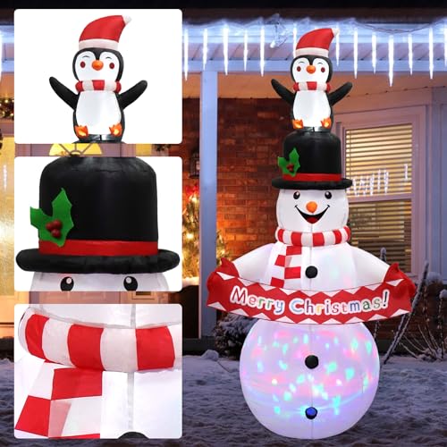 LOMOHOO 7FT Christmas Inflatable Snowman with LED Lights X50095