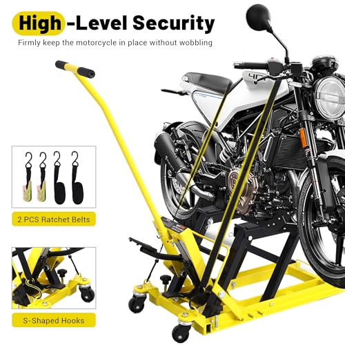 Hydraulic Motorcycle Lift Jack 1500 LBS, Foot-Operated Scissor Lift Table, Red H6166