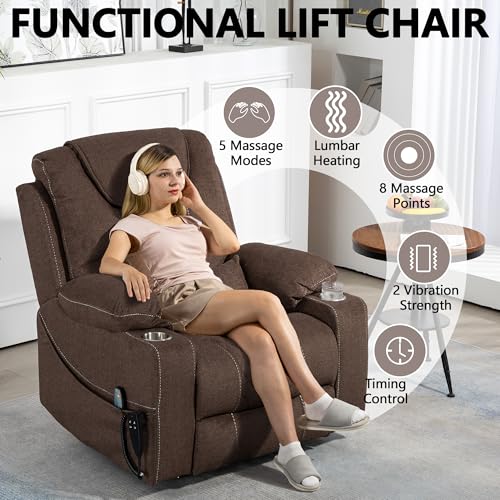 Power Lift Chair Recliner with Massage and Heat for Adults, Dual Motor H2507