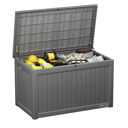EAST OAK 60 Gallon Waterproof Outdoor Storage Box, Grey A4870