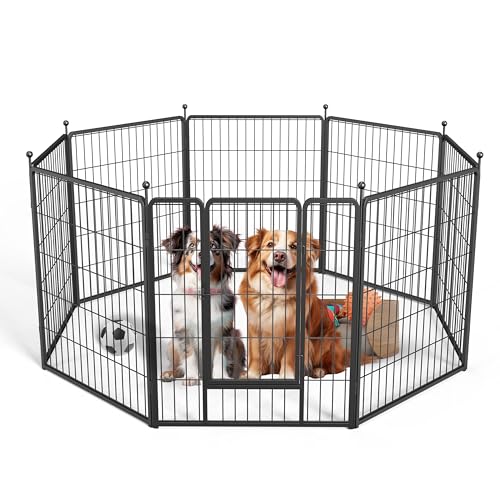 HealSmart Dog Playpen Indoor 32" Height 8 Panels for Small/Medium Dogs, Black J454