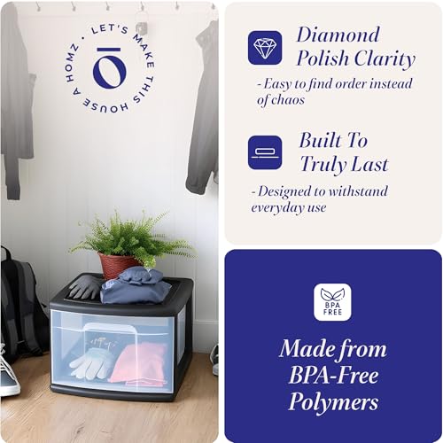 HOMZ 2-Pack 1-Drawer Storage Cart, Clear Plastic, White Frame Y898