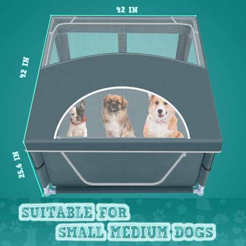 42x42x25.6 Inches Puppy Playpen with Gate for Small Dogs Indoor & Outdoor G192