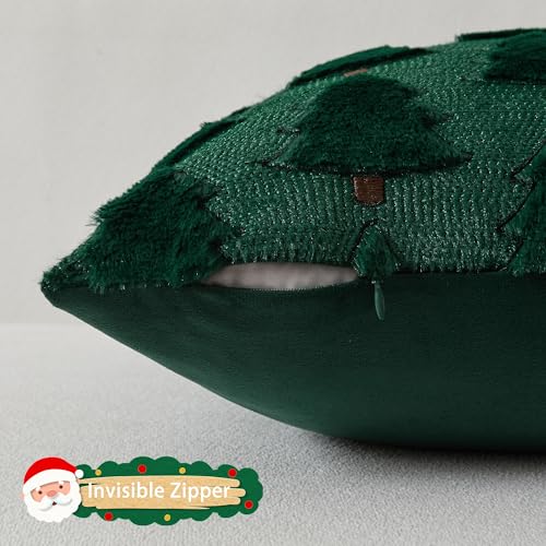 UGASA Star Christmas Decorative Pillow Covers 18x18 Inch Set of 2 Dark Green Q9265