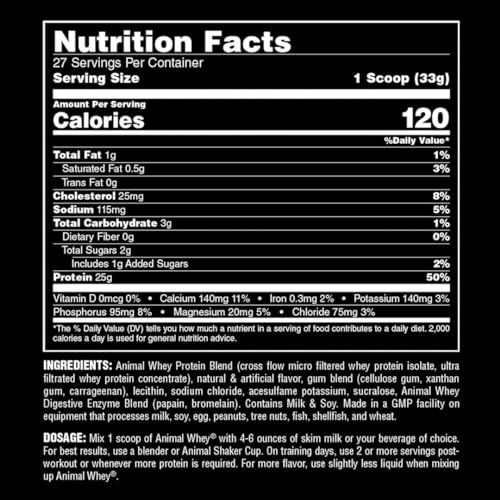 Animal Whey Isolate Protein Powder Cookies & Cream 4 lbs G1457