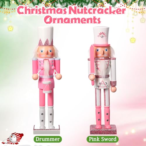 Huwena 2Pcs Christmas Nutcracker Soldier Wooden Figure Decor 12'' Z474