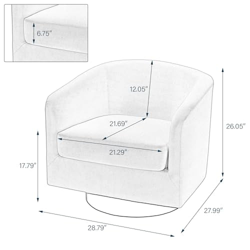 UIXE 360° Swivel Barrel Accent Chair Upholstered Armchair, Flax Khaki F754865