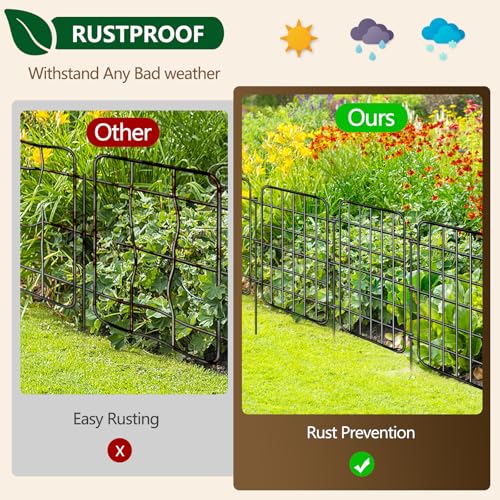 30ft x 17in Rustproof Metal Garden Fence Border with Ground Stakes Y31644
