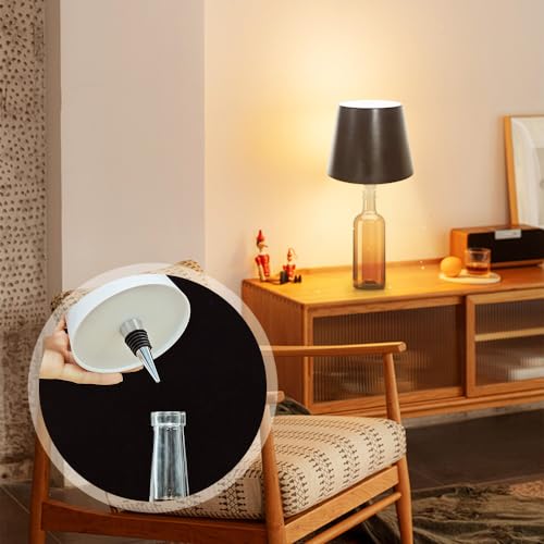 Wireless Bottle Lamp, Rechargeable Touch LED Wine Bottle Light with RGB Breathing Light, White 2PCS C3730