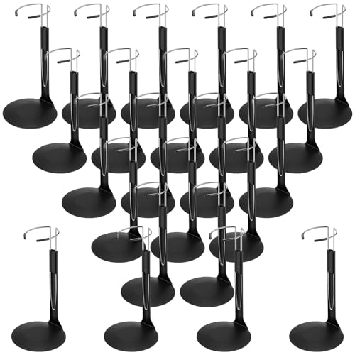 24 Pcs Doll Stands Adjustable Action Figure Stands with Expandable Waist Wire for 8"-12" Dolls Action Figure (White, Silver)