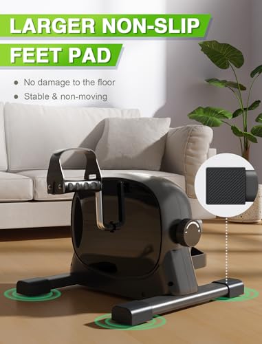 Under Desk Bike Pedal Exerciser for Arm and Leg Exercise Portable Mini Exercise Bike C6356