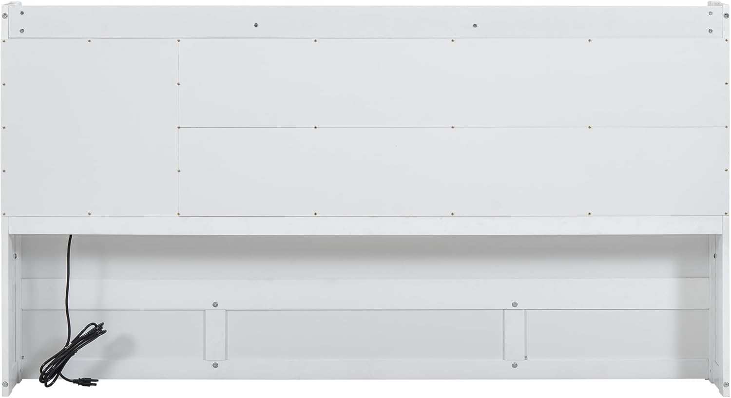 Twin Size Daybed with Storage Bookcases and USB Charging Station, White G546