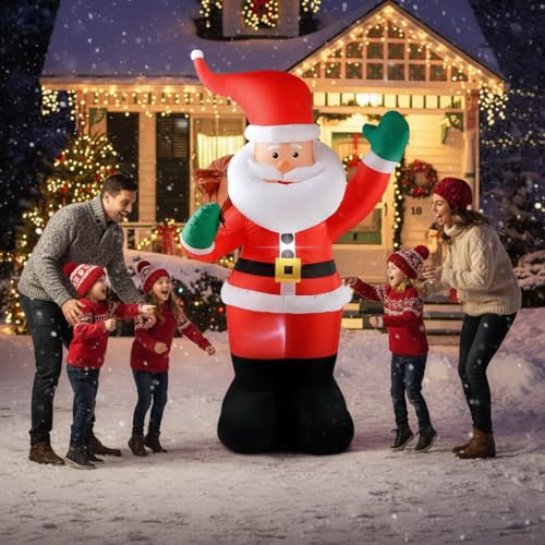 COOLWUFAN 6 FT Christmas Inflatables Santa Claus with Gifts Bag, LED Lights Outdoor Yard Decoration T979