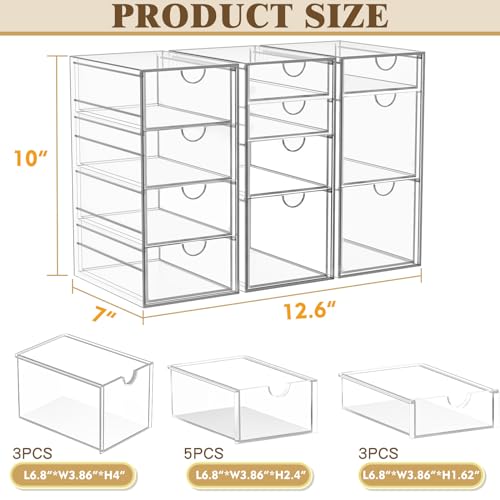 Acrylic Makeup Organizer with 19 Drawers, 4 Pack Clear Storage B90209