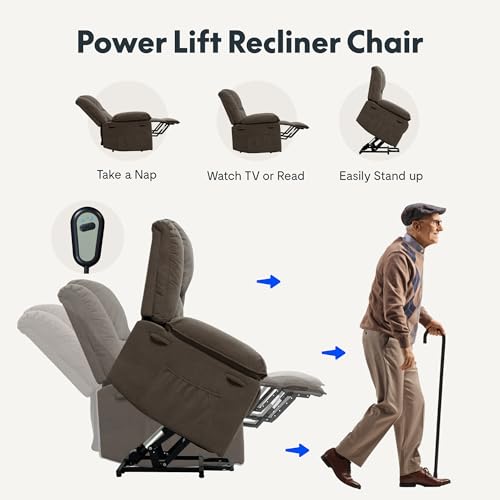FLEXISPOT XL2 Power Lift Recliner Chair for Elderly with Massage and Heat, Brown G387