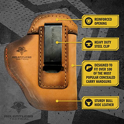 Relentless Tactical The Defender Leather IWB Holster for Glock 17 19 19X 26 43 43X 45 A486