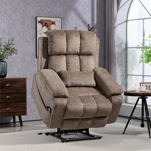 Lift Chair Recliner with Massage and Heat, Heavy Duty for Seniors, Brown V12888