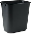 Deskside Plastic Wastebasket, Rectangular, 3.5gal, Black, Sold as 1 Each