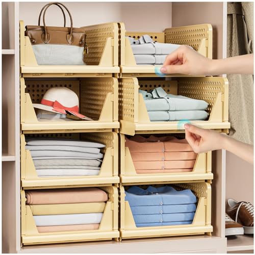 5 Pack Stackable Closet Storage Basket, Foldable Organizer, White M149842