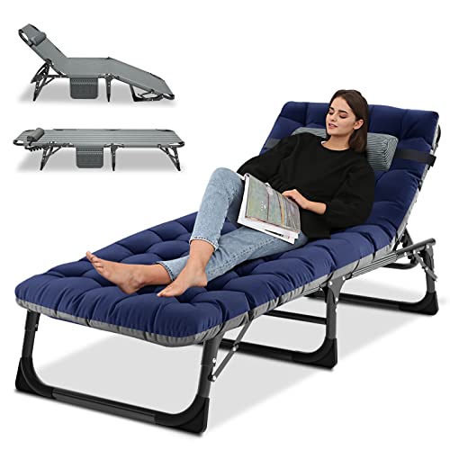 Portable Folding Camping Cot, Adjustable Reclining Chaise with Pillow U54731