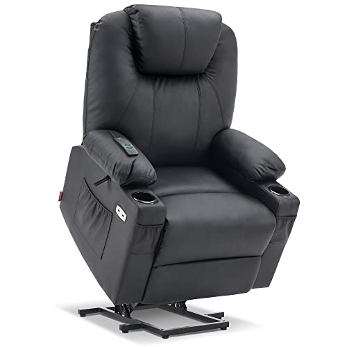 MCombo Power Lift Recliner Chair for Elderly with Heat and Massage, Faux Leather, Black V60394
