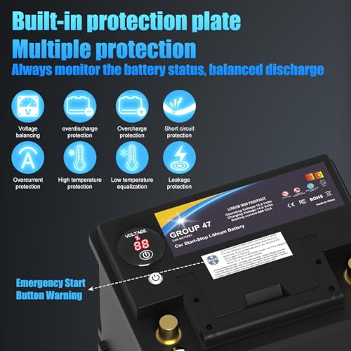 Lithium Car Battery 12.8V 576WH Group 47 LiFePO4 Starter Battery K16750