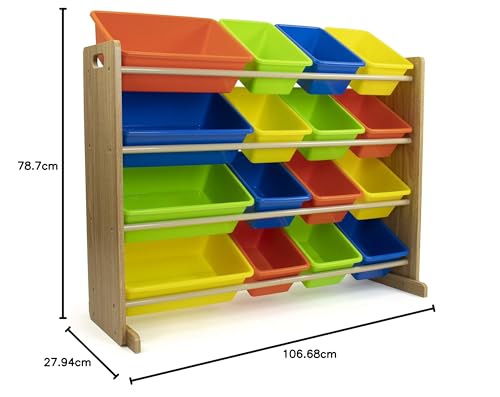 Humble Crew Supersized Toy Storage Organizer with 16 Removable Bins, Grey/White D772791