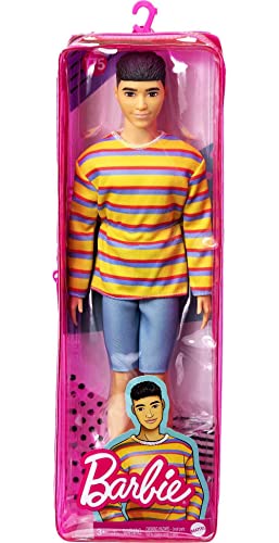 Barbie Ken Fashionistas Doll #175 with Brunette Hair in Striped Shirt and Denim Shorts Y95865