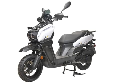 HHH Tank 150 Moped Gas Scooter 150cc Automatic Adult Bike, 12 inch Aluminum Wheels, White H60677
