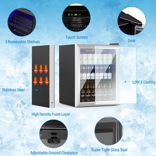 Compact Freestanding Beverage Refrigerator and Skincare Fridge, 0.9 Cu Ft Mini Fridge N768451