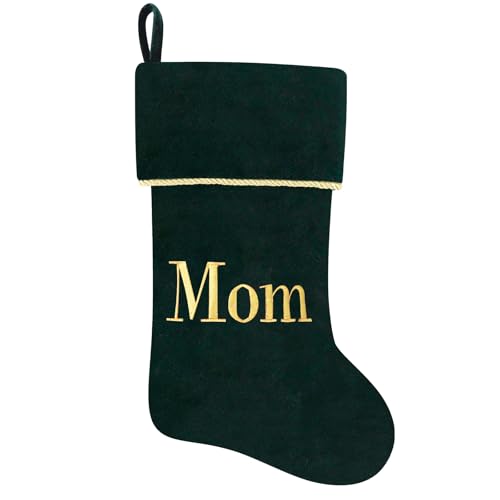 20 Inches Initial Monogram Blue Velvet Christmas Stocking with Gold Trim U394