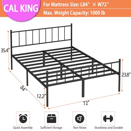 Full Bed Frame Metal Platform Bed with Steel Slat Support F6304