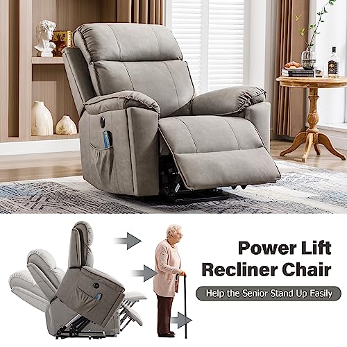 Phoenix Home Power Lift Chair Recliner with Massage and Heat, Green Grey C249534