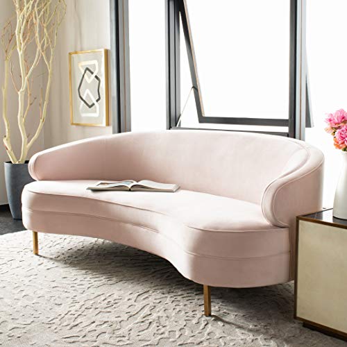 Safavieh Couture Primrose Glam Light Blue Velvet Curved Sofa K7197