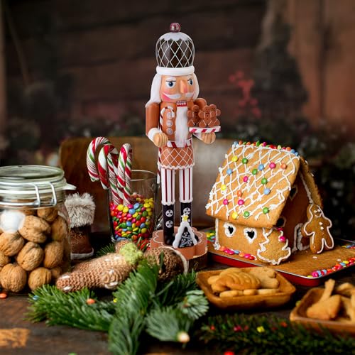 Gingerbread Nutcracker Figure 14.4 Inch Wooden Christmas Decor T3394