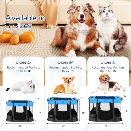 Foldable Dog Cat Playpen with Carrying Case, Water-Resistant, Indoor Outdoor V14642