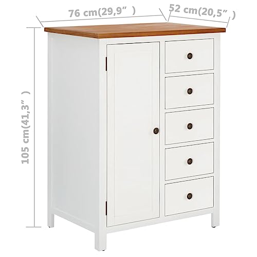 Solid Oak Wood Wardrobe with Hanging Rod and Drawers U576199