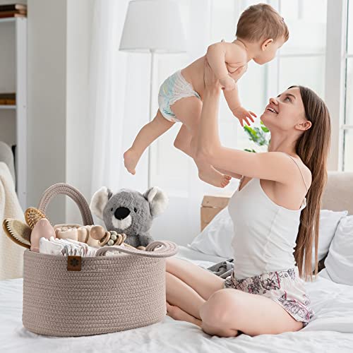 PeraBella Baby Diaper Caddy Organizer Girl, Nursery Storage Rope Basket D474