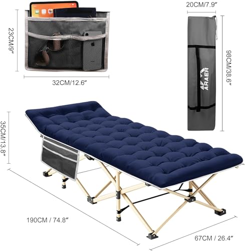Camping Cot with Mattress, Portable Folding Bed with Carry Bag for Adults C4766