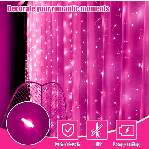 600LED Curtain Lights for Bedroom, Warm White, 8 Modes Y367582