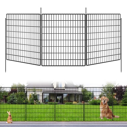 10 Panels Garden Fencing Animal Barrier, 33in x 24ft Rustproof Dog Fence W482439