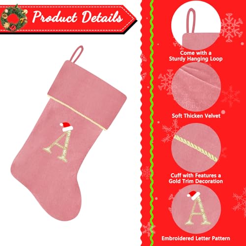 20 Inches Initial Monogram Blue Velvet Christmas Stocking with Gold Trim U394