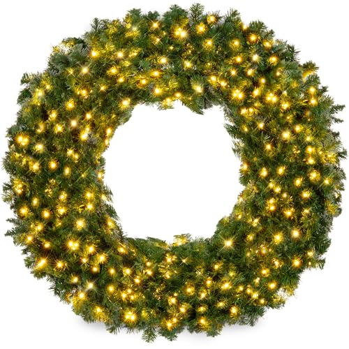 Best Choice Products 60in Pre-Lit Fir Christmas Wreath with 300 LED Lights E577048