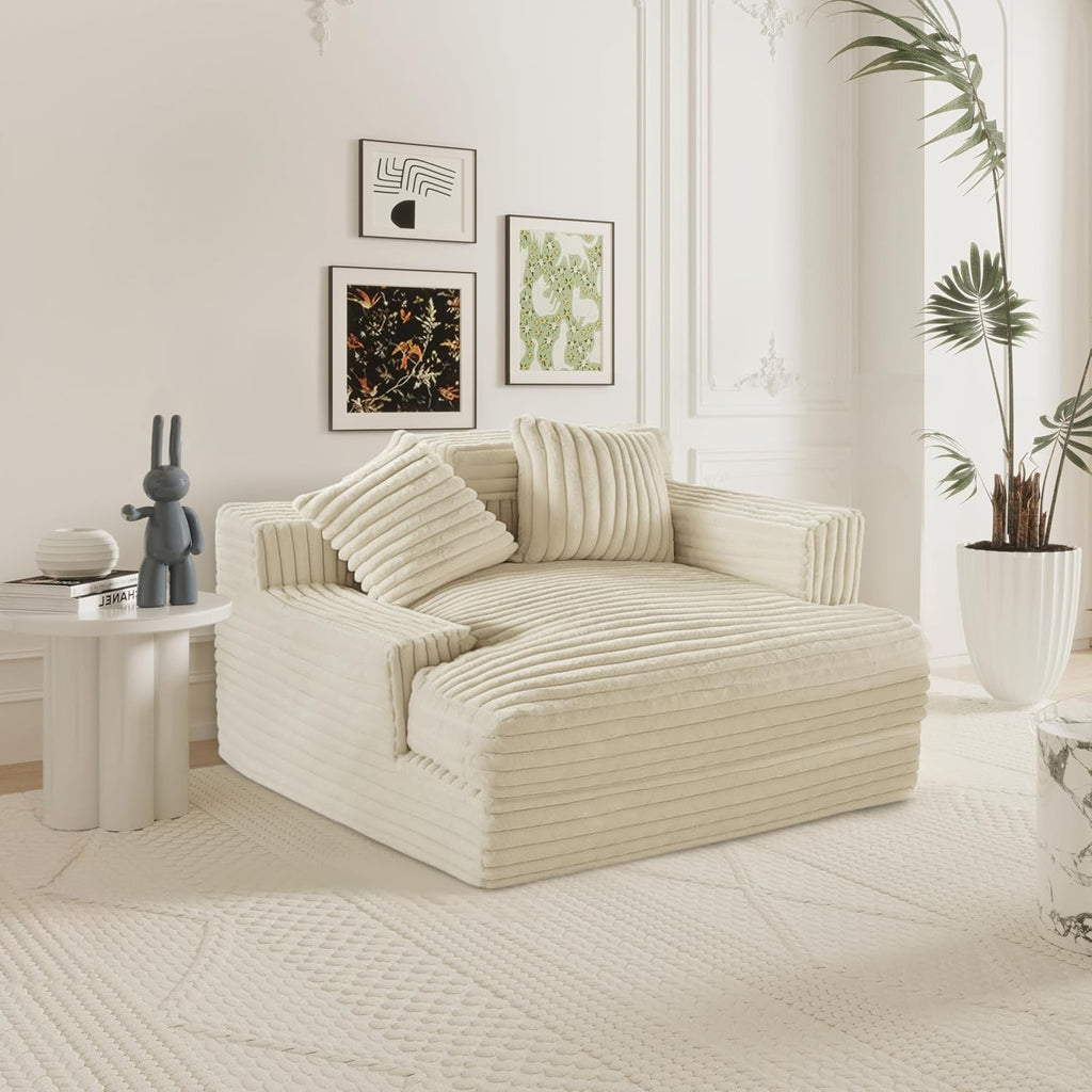 Oversized Chaise Lounge Sofa with 2 Throw Pillows S781613