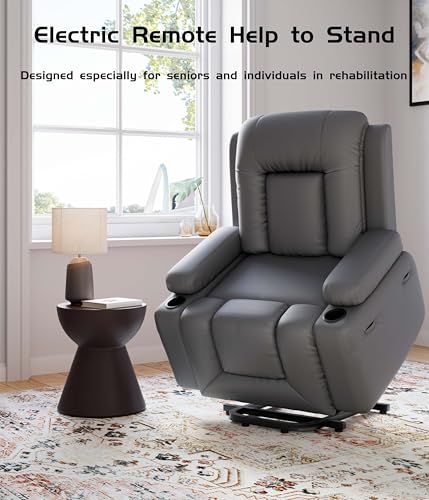GarveeHome Power Lift Recliner Chair with Heat and Massage, Faux PU, for Elderly I162