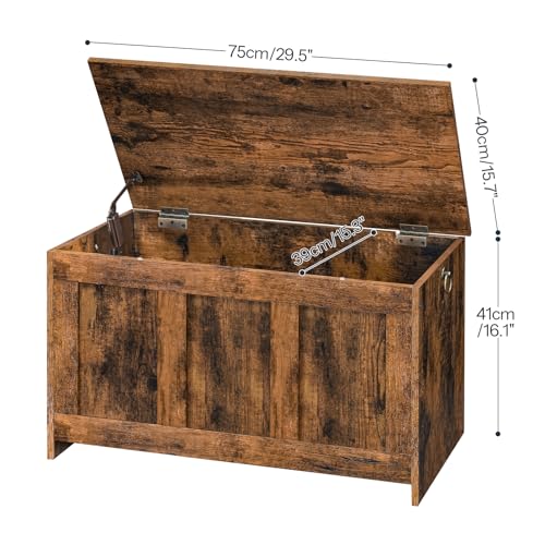HOOBRO Storage Bench, 39.3" Retro Wooden Chest with Lift Top, White and Walnut C2921