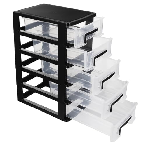 Angoily 4 Drawer Desk Organizer, Plastic Home Office Storage Organizer, Makeup Organizer Storage Station Cube, Cosmetics Jewelry Storage Box, 4 Drawer for Bathroom, Desk, Office (8.31x5.98x9.92 Inch)
